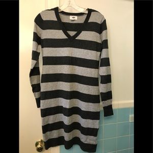Old Navy Gray Striped Sweater Dress